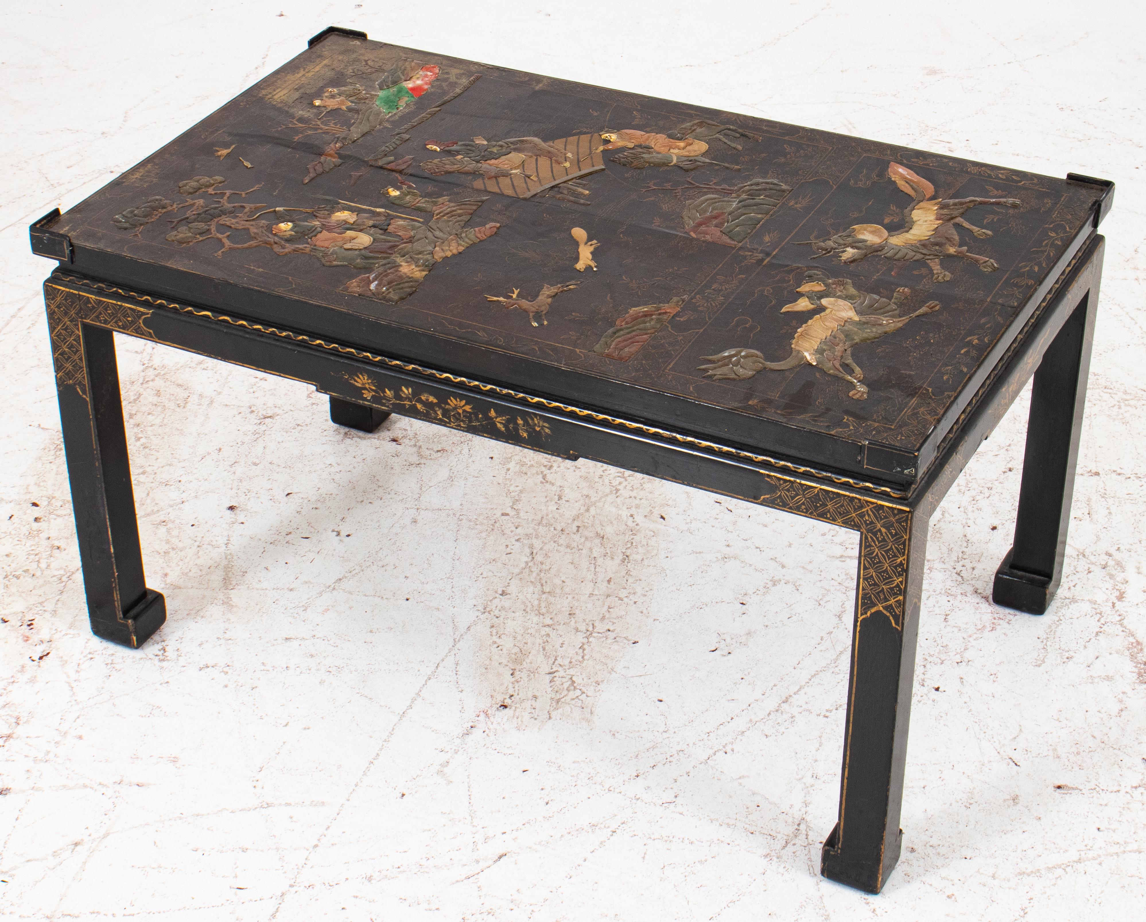 19th Century Chinese Hardstone Inlaid Panel Mounted as a Table