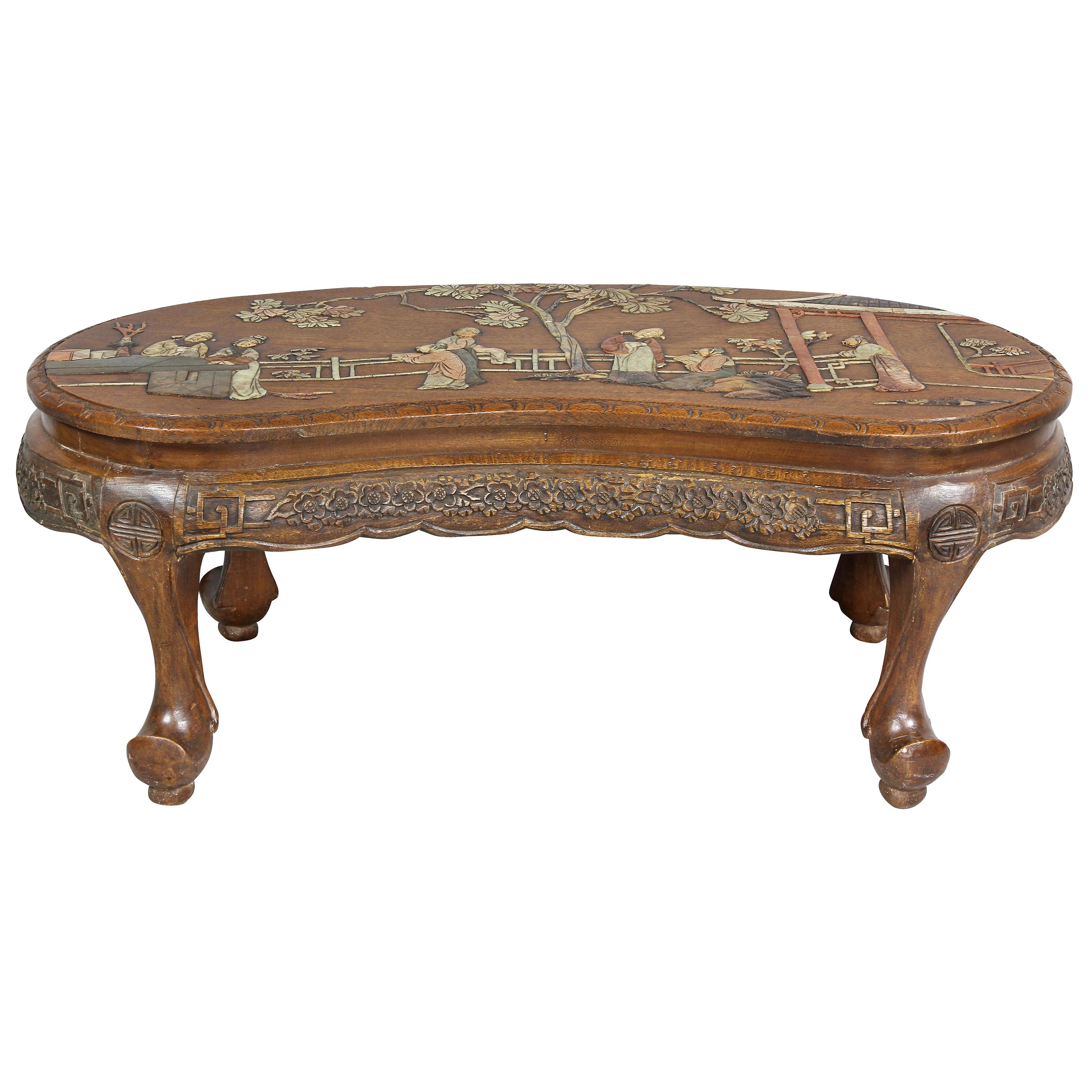 Chinese Hardstone Mounted Coffee Table For Sale