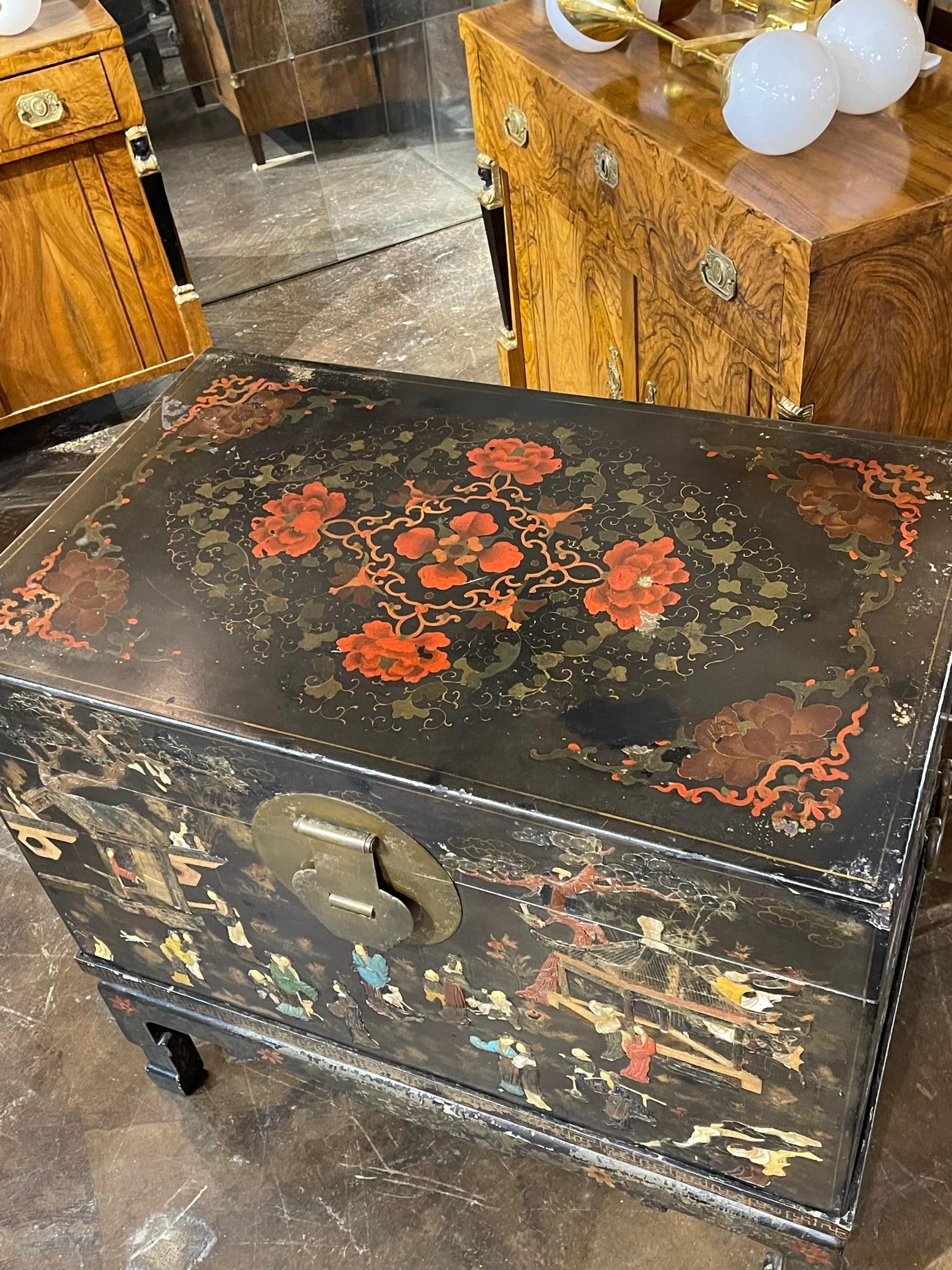 Bentwood Chinese Hardstone Trunk For Sale