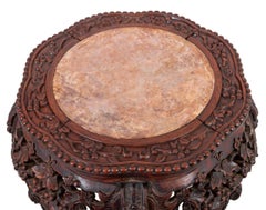 Chinese Hardwood and Marble Pedestal Table