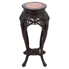 Chinesischer Tisch aus Hartholz und Marmor Pedestal