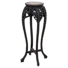 Mesa china de madera dura y mármol con pedestal