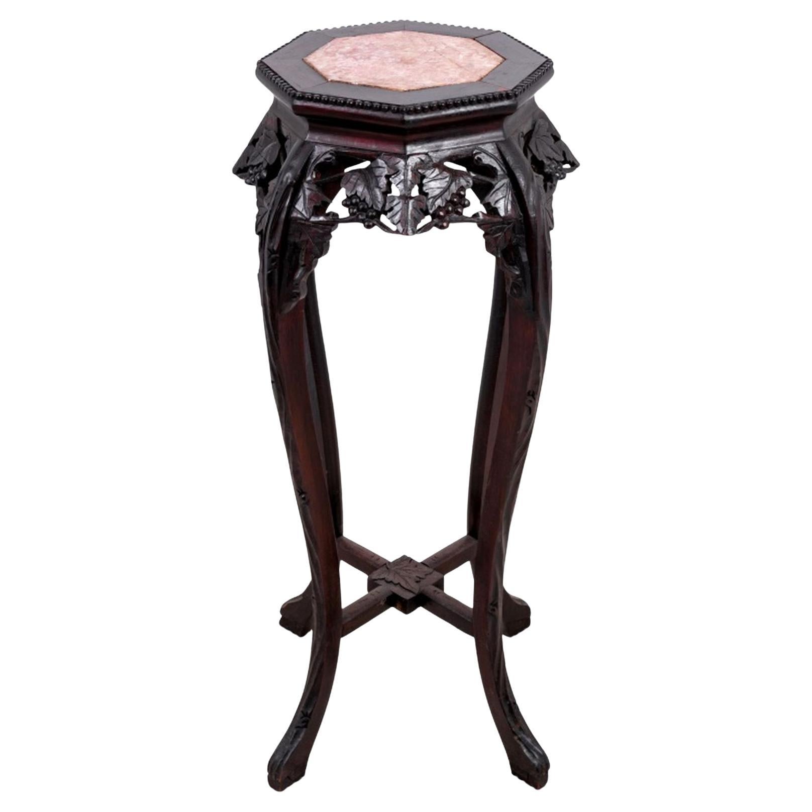 The Pedestal en bois dur et marbre de Chine