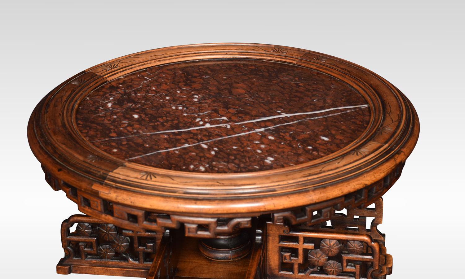 Chinese Hardwood and Marble Revolving Book Table 1