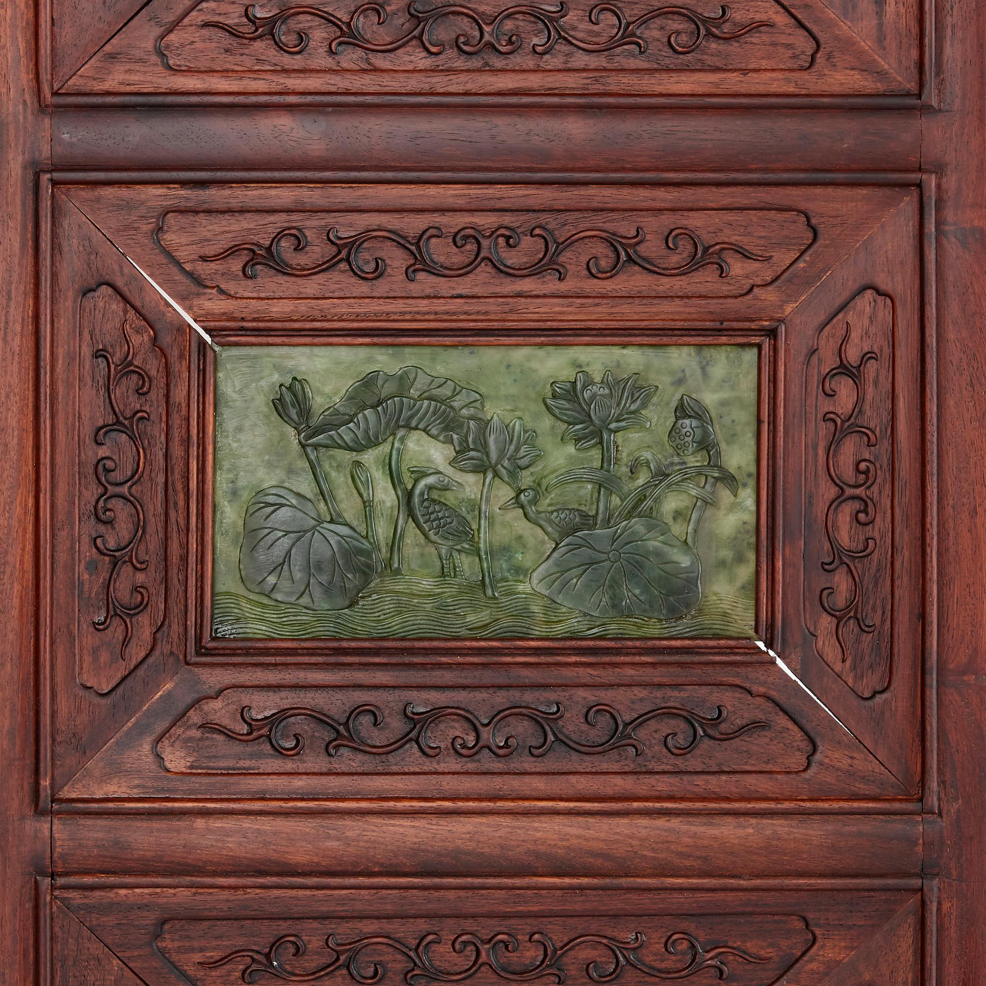 20th Century Chinese Hardwood and Nephrite Screen For Sale