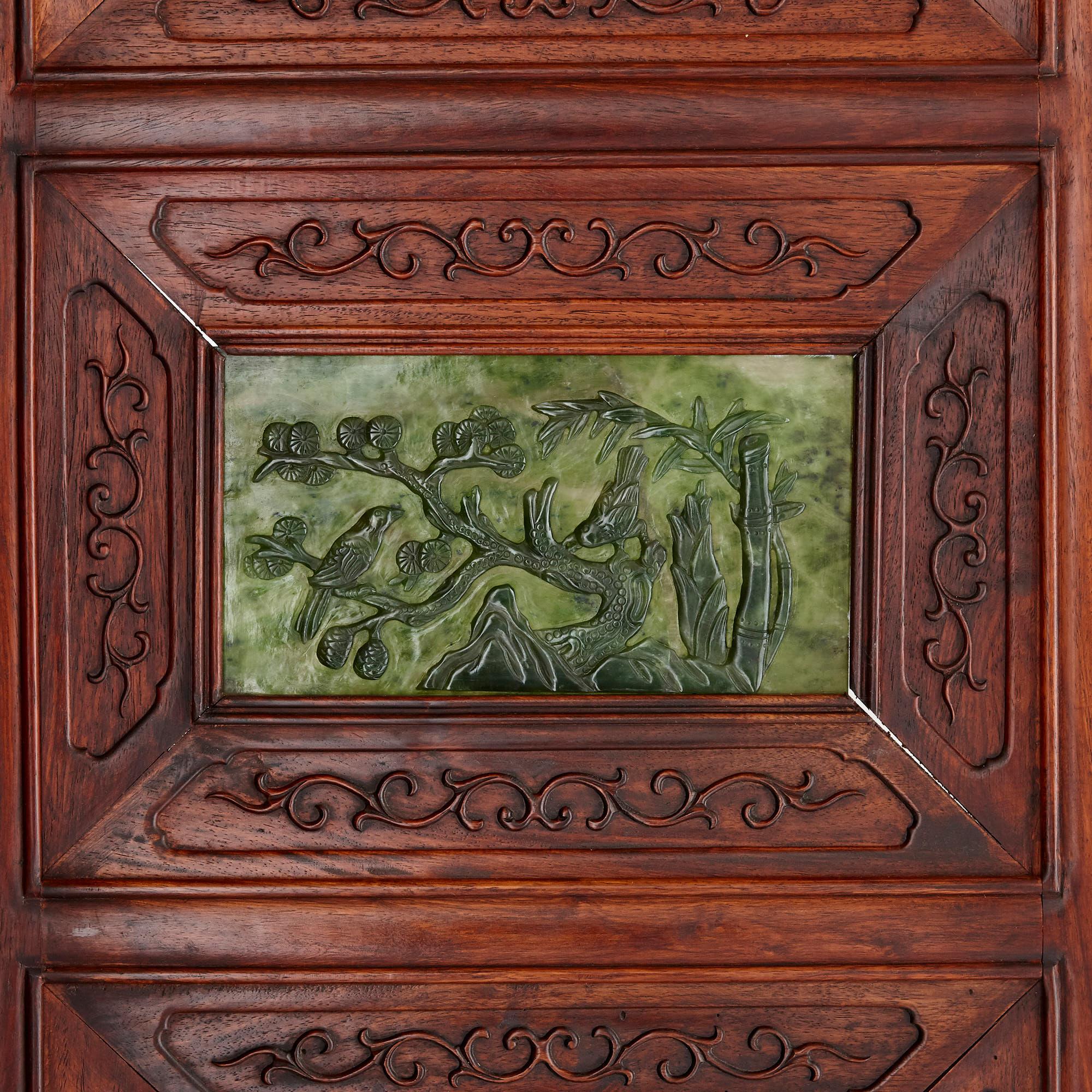 Chinese Hardwood and Nephrite Screen For Sale 1