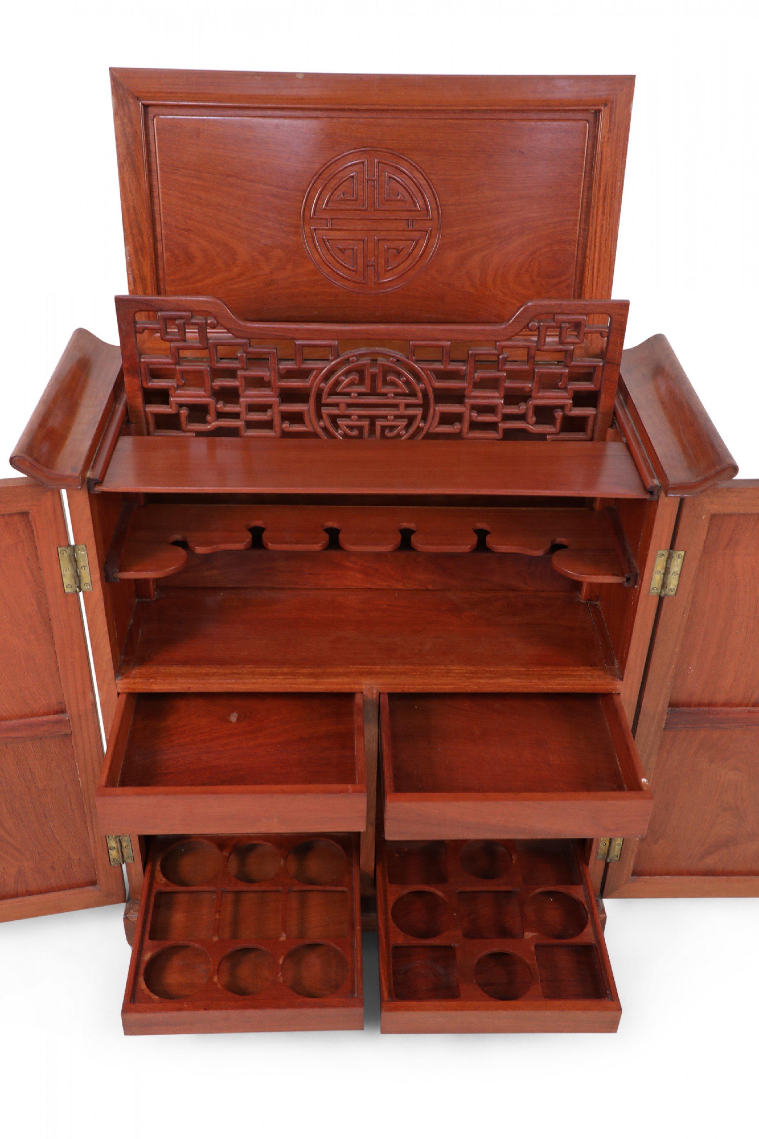 Chinese Hardwood Bar Cabinet with Shou Carvings For Sale 8