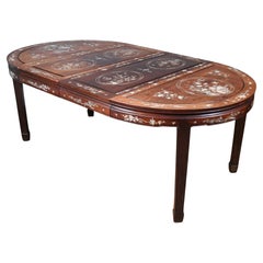 Chinese Hardwood Dining Table Mother of Pearl Inlay Asian Interiors 1920