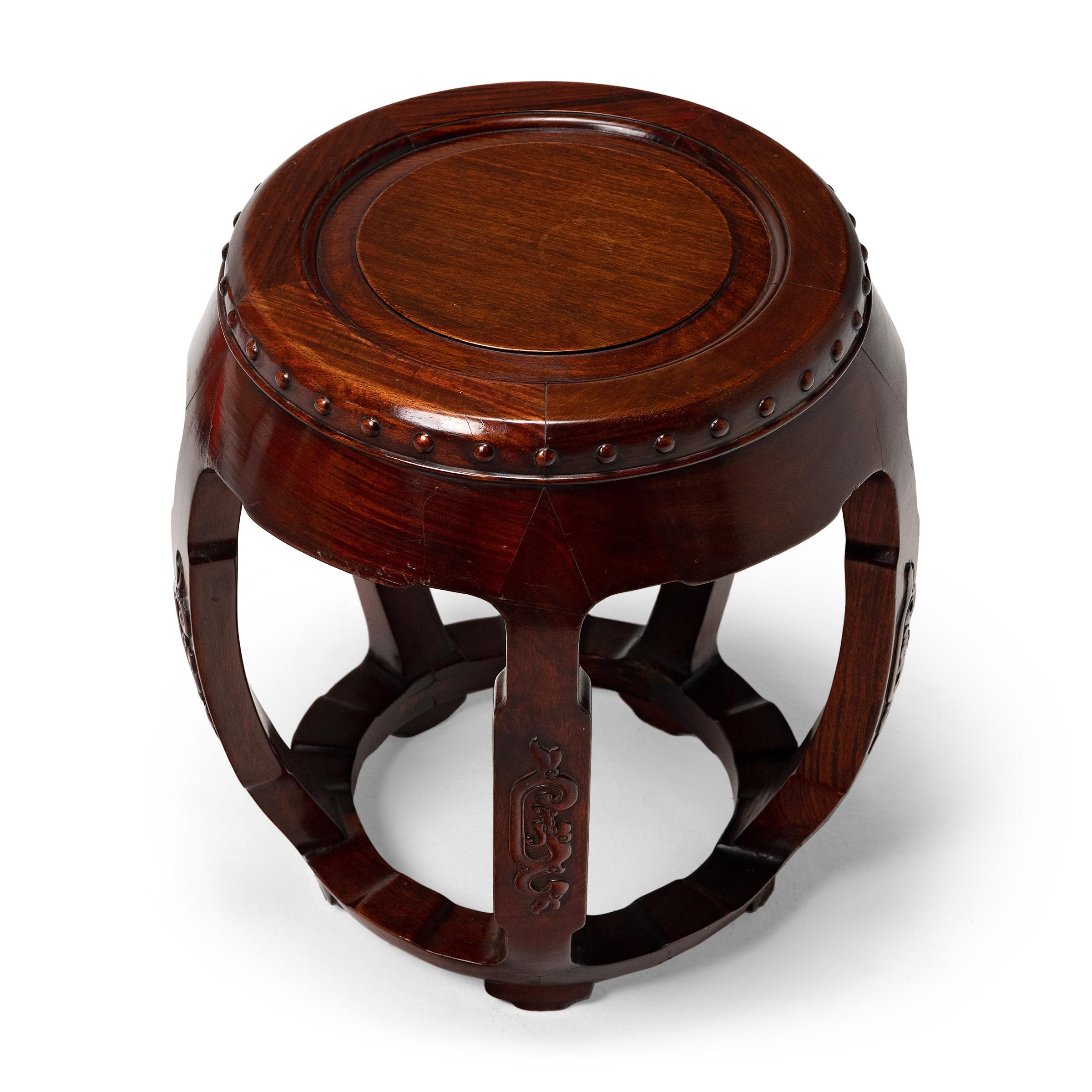 Qing Chinese Hardwood Drum Stool For Sale