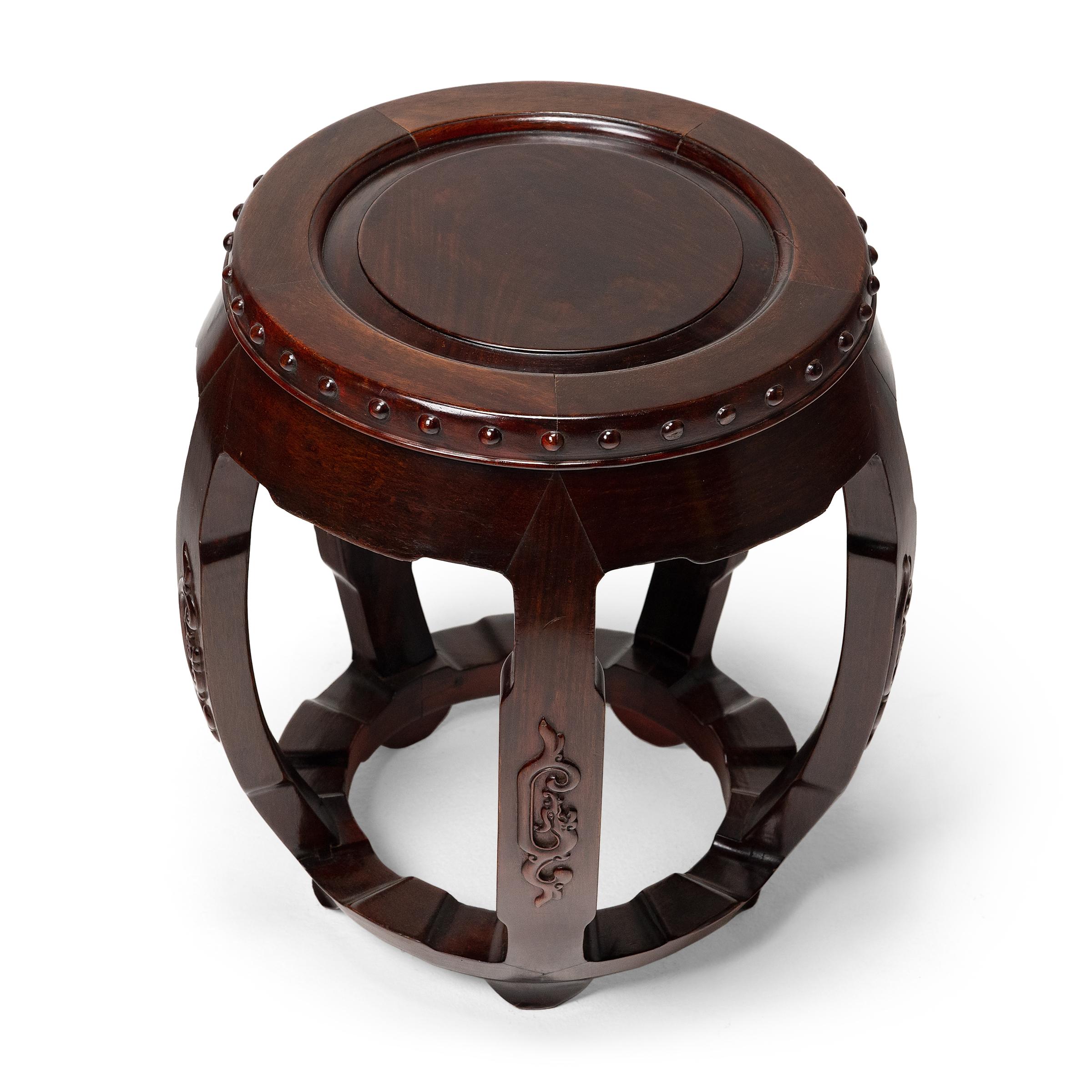 Qing Chinese Hardwood Drum Stool For Sale