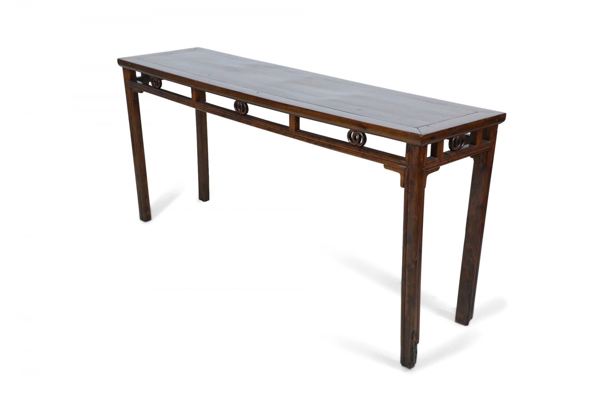 Chinese hardwood Long Rectangular Console Table For Sale 5