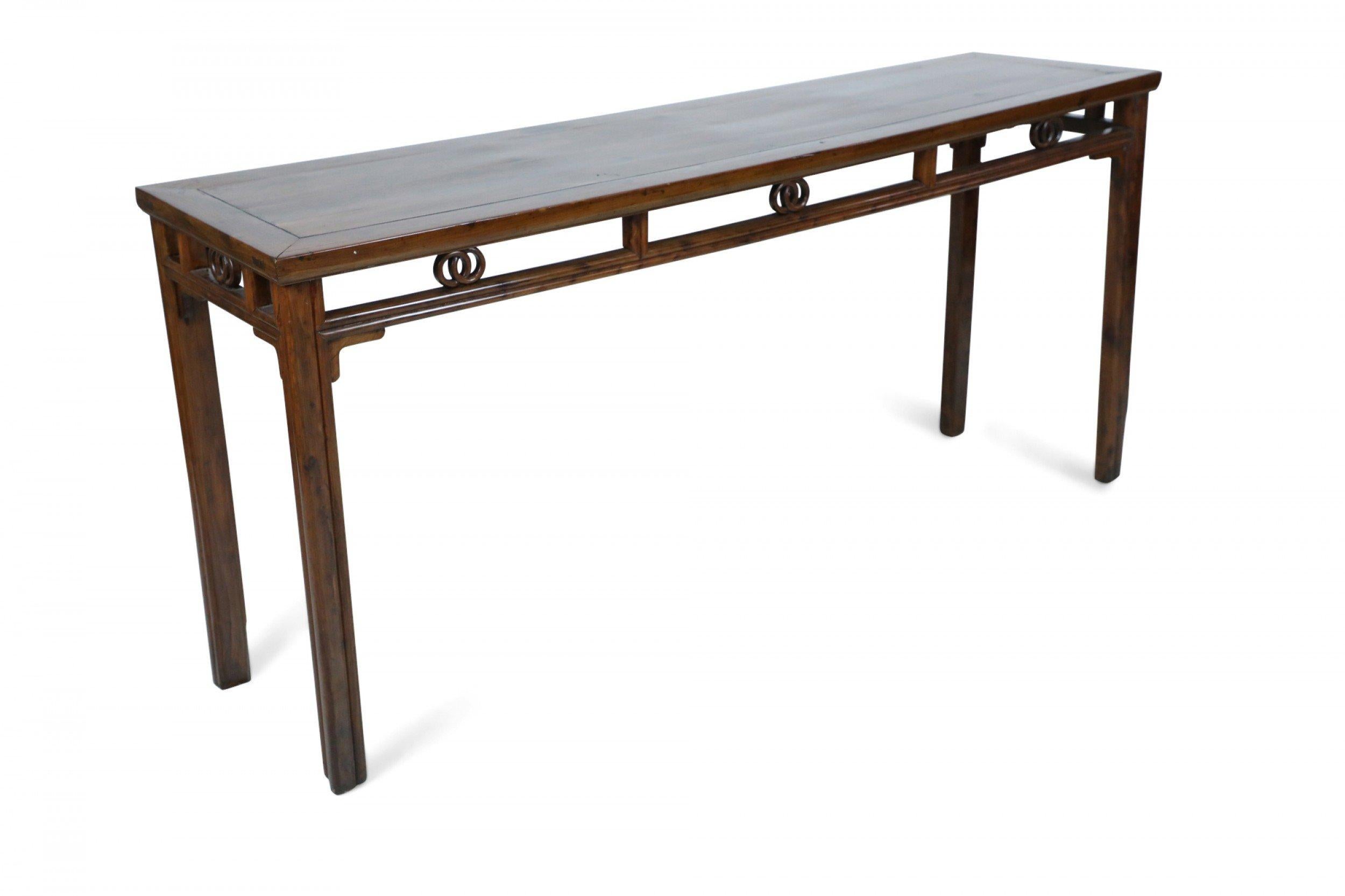 Chinese hardwood Long Rectangular Console Table For Sale 6