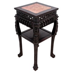 Chinese Hardwood & Marble Pedestal Table, 19th C. Chinese Hardwood & Marble Pedestal Table, 19th C.