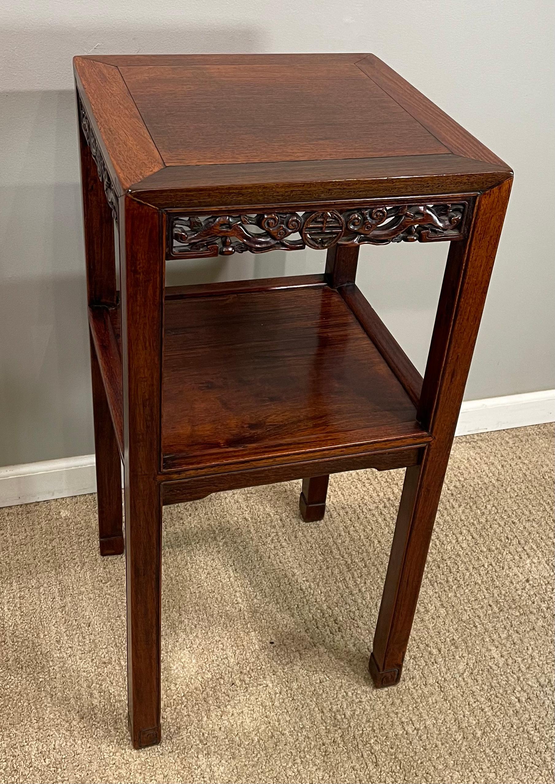 Polished Chinese Hardwood 'Hungmu' Tea Table, Late 19th Century / Early 20th Century For Sale