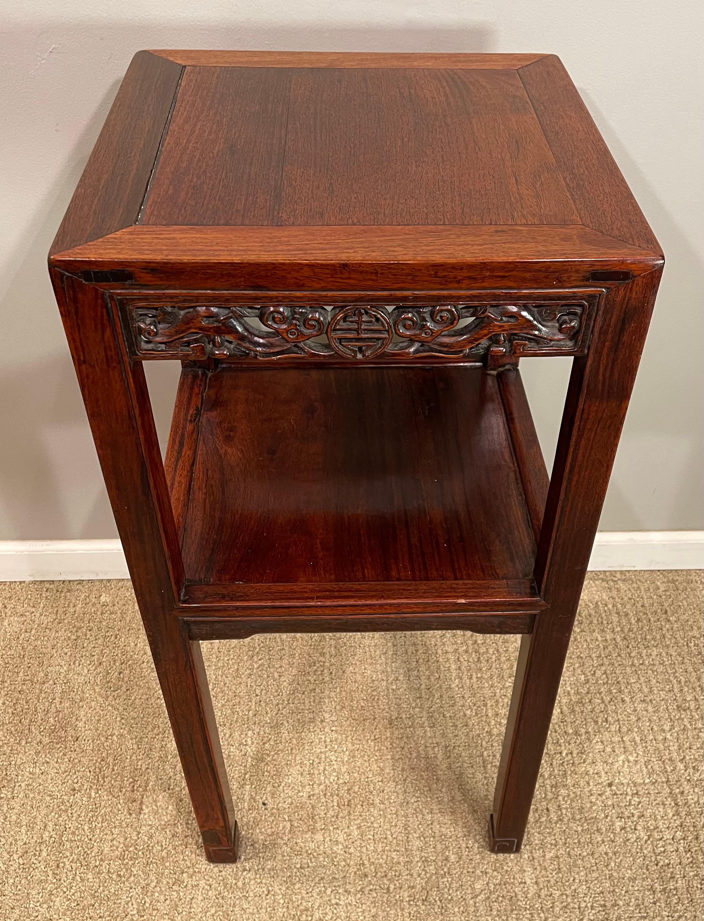 Polished Chinese Hardwood 'Hungmu' Tea Table, Late 19th Century / Early 20th Century For Sale
