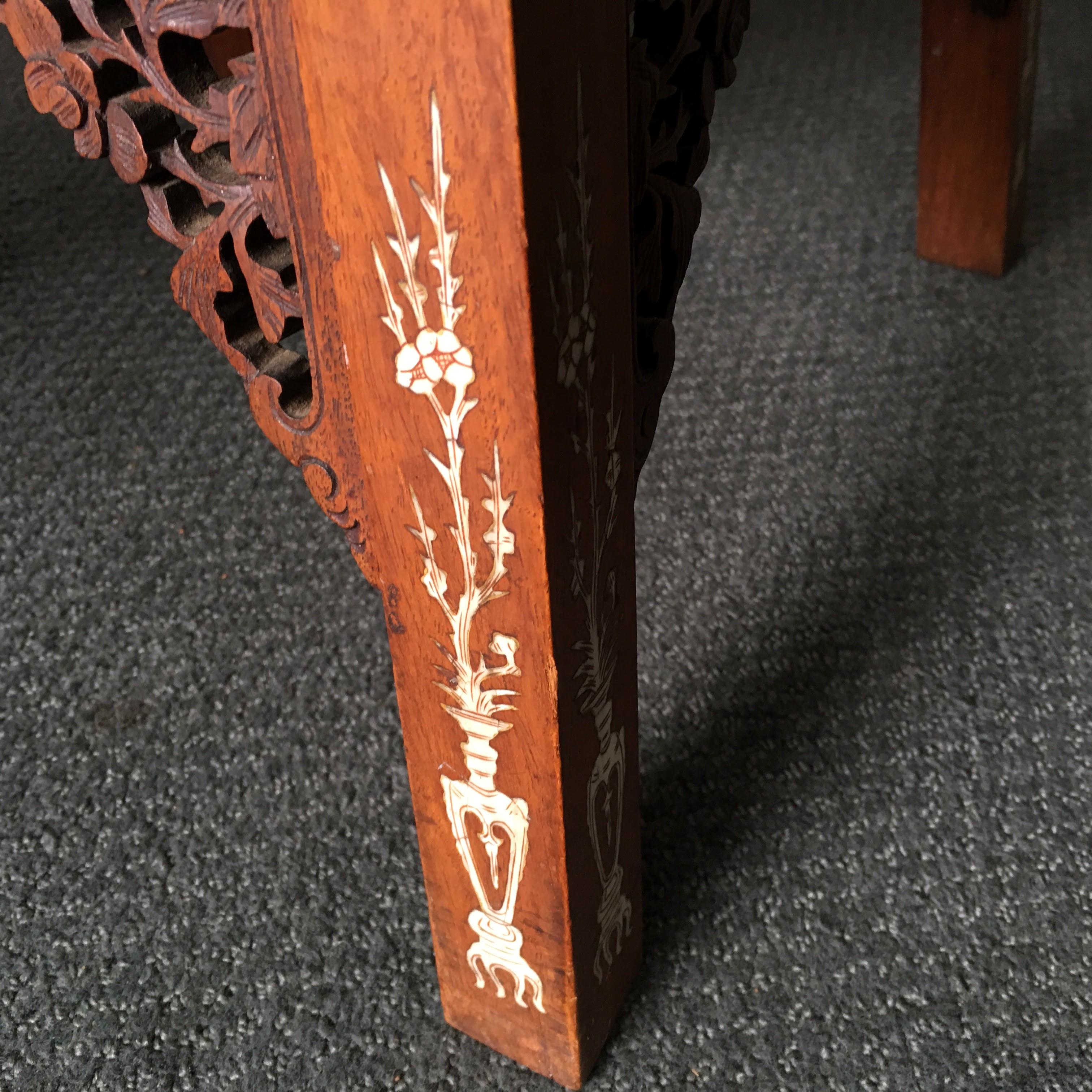 Chinese Hardwood Table with Fine Inlaid Bone Scenes, circa 1925 For Sale 5