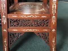Chinese Hardwood Table with Fine Inlaid Bone Scenes, circa 1925