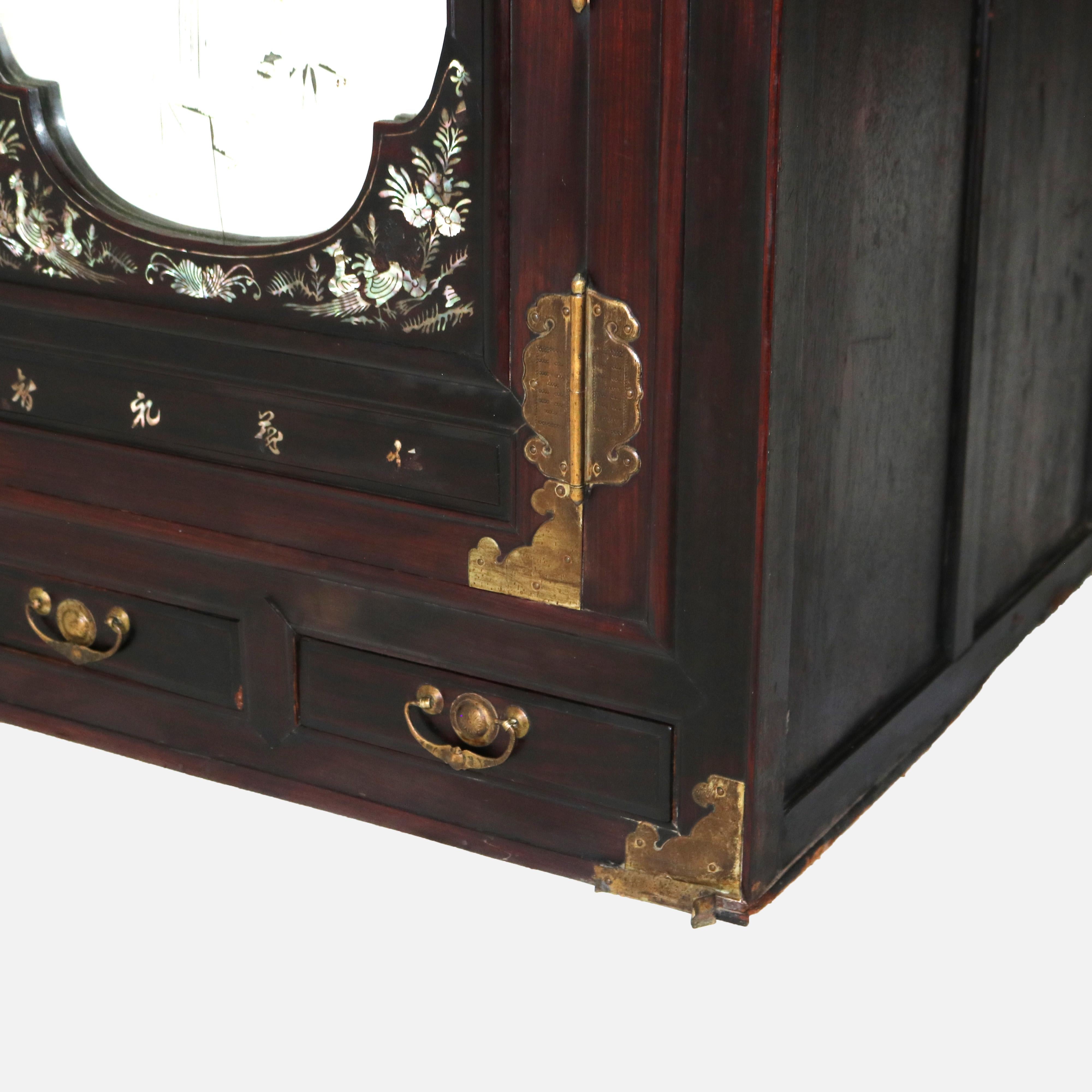 ***Reduced Delivery Rates - See Below or Click “Ask The Seller” to Request a Quote***

Chinese Hardwood Wedding Cabinet with Mirrors & Mother of Pearl Inlay, 19thC

Measures - 54 3/4