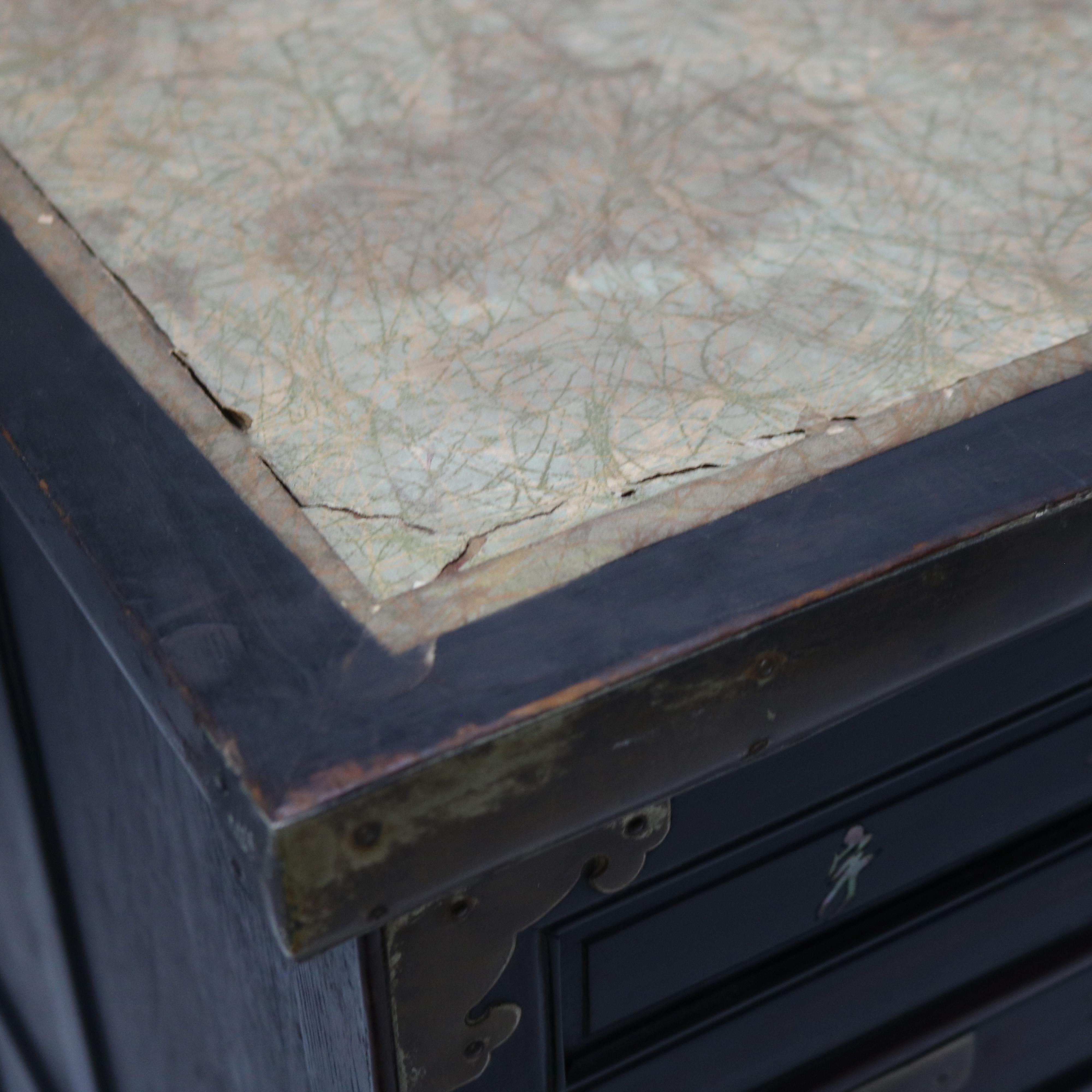 Chinese Hardwood Wedding Cabinet with Mirrors & Mother of Pearl Inlay, 19thC For Sale 3