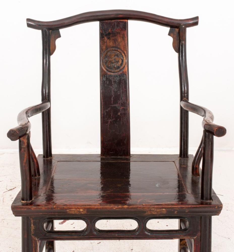Chinese Export Chinese Hardwood Yoke-Back Arm Chair