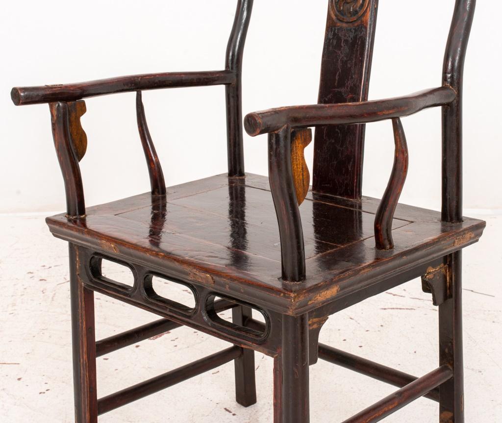 Chinese Hardwood Yoke-Back Arm Chair In Good Condition In New York, NY