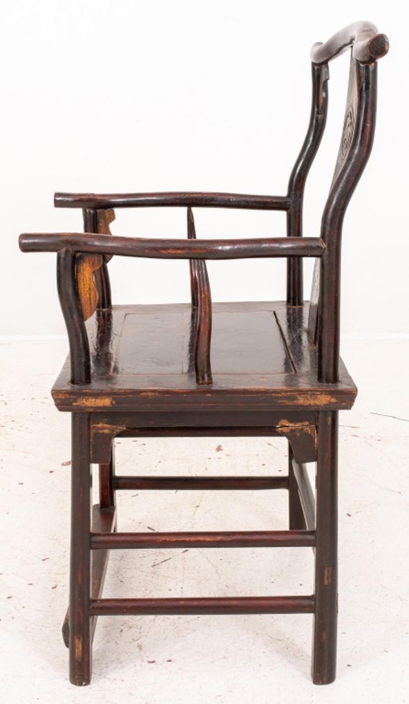 20th Century Chinese Hardwood Yoke-Back Arm Chair