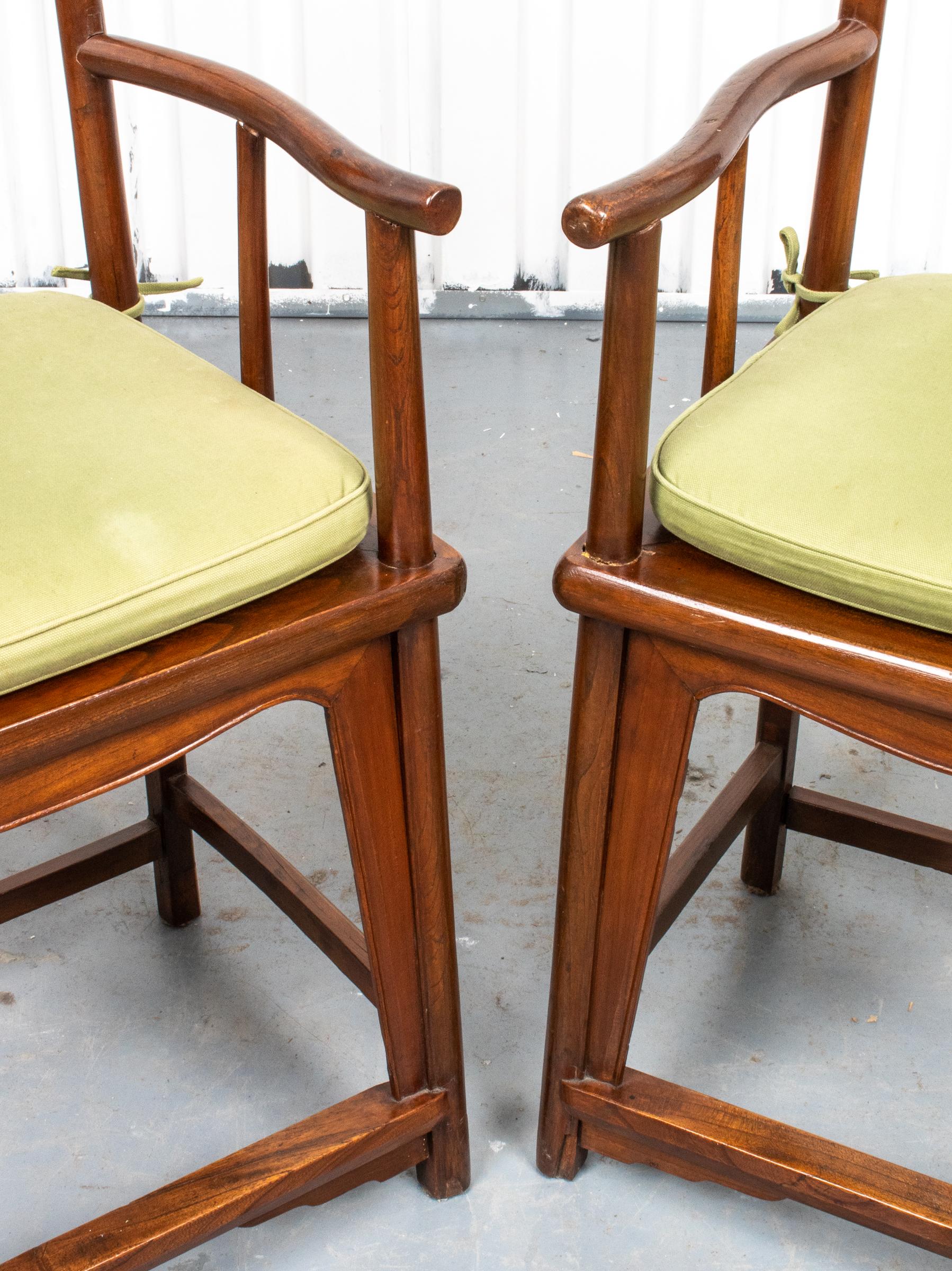 Chinese Export Chinese Hardwood Yoke Back Scholar's Chairs
