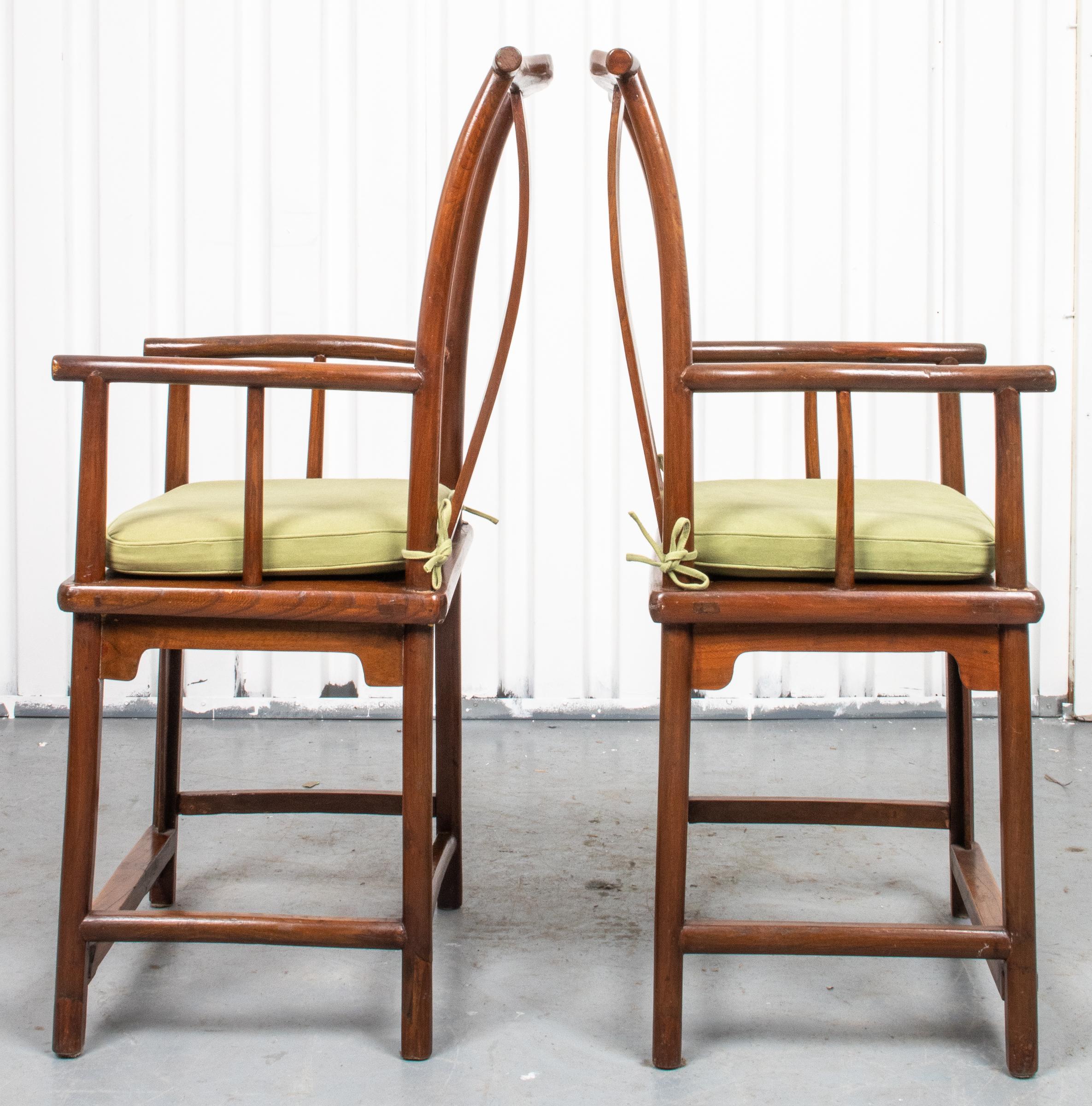 Chinese Hardwood Yoke Back Scholar's Chairs In Good Condition In New York, NY