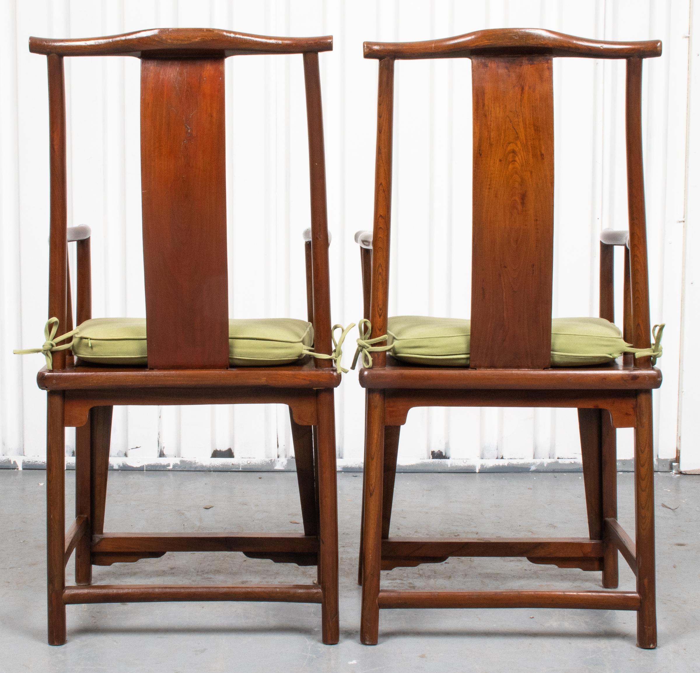 20th Century Chinese Hardwood Yoke Back Scholar's Chairs
