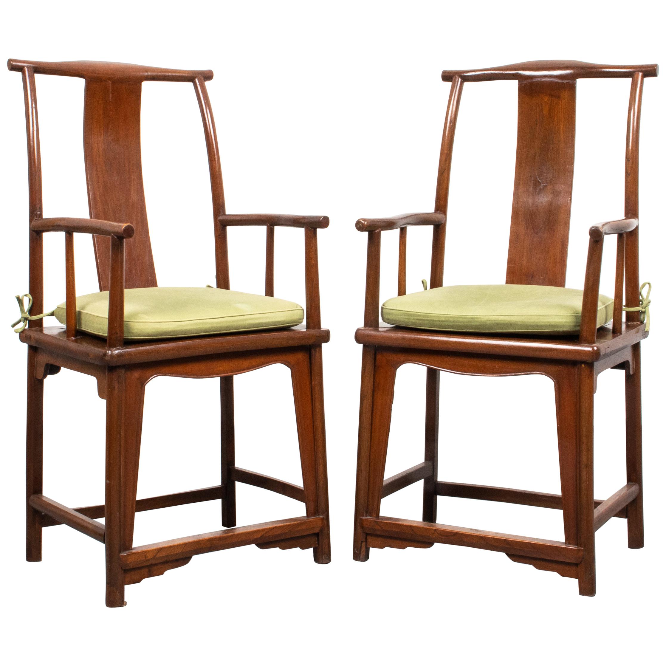 Chinese Hardwood Yoke Back Scholar's Chairs