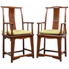 Chinese Hardwood Yoke Back Scholar's Chairs