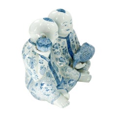 Chinese He He Er Xian Blue and White Porcelain Twins