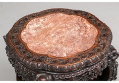 Chinese Heavily Carved Marble Top Tiered Stand