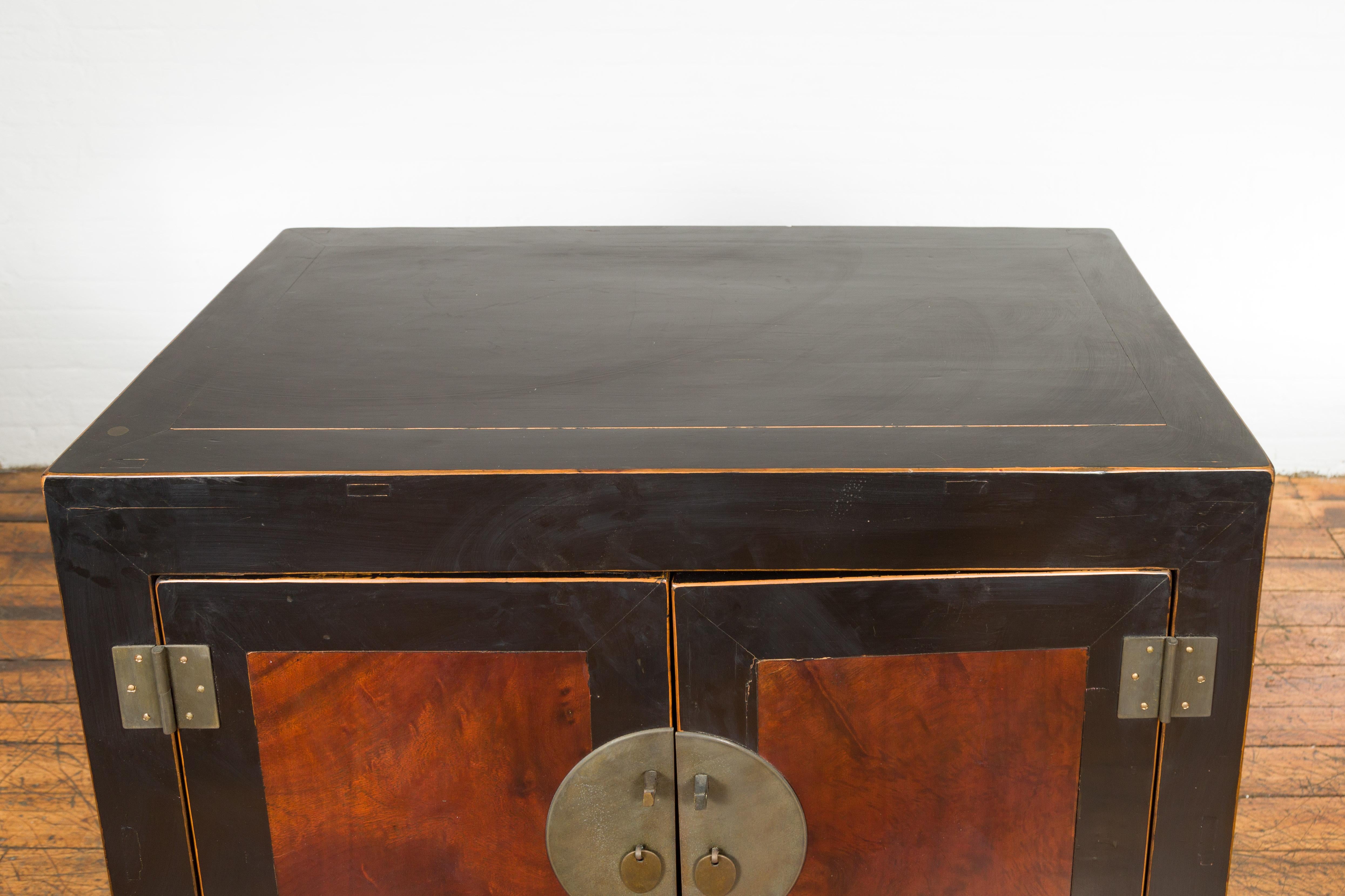 Hebei Qing Dynasty Black & Brown Cabinet with Golden Trim  2