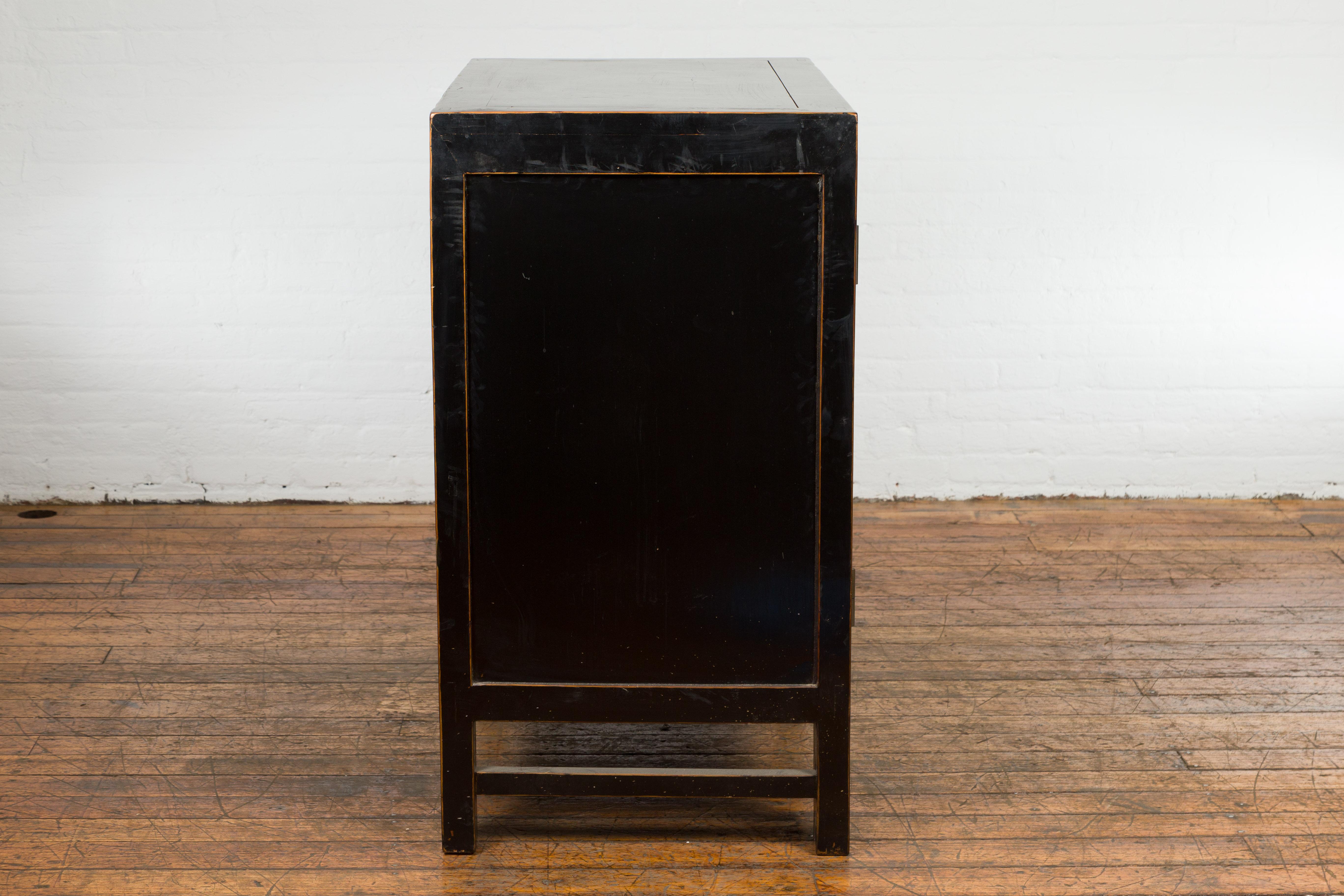 Hebei Qing Dynasty Black & Brown Cabinet with Golden Trim  6