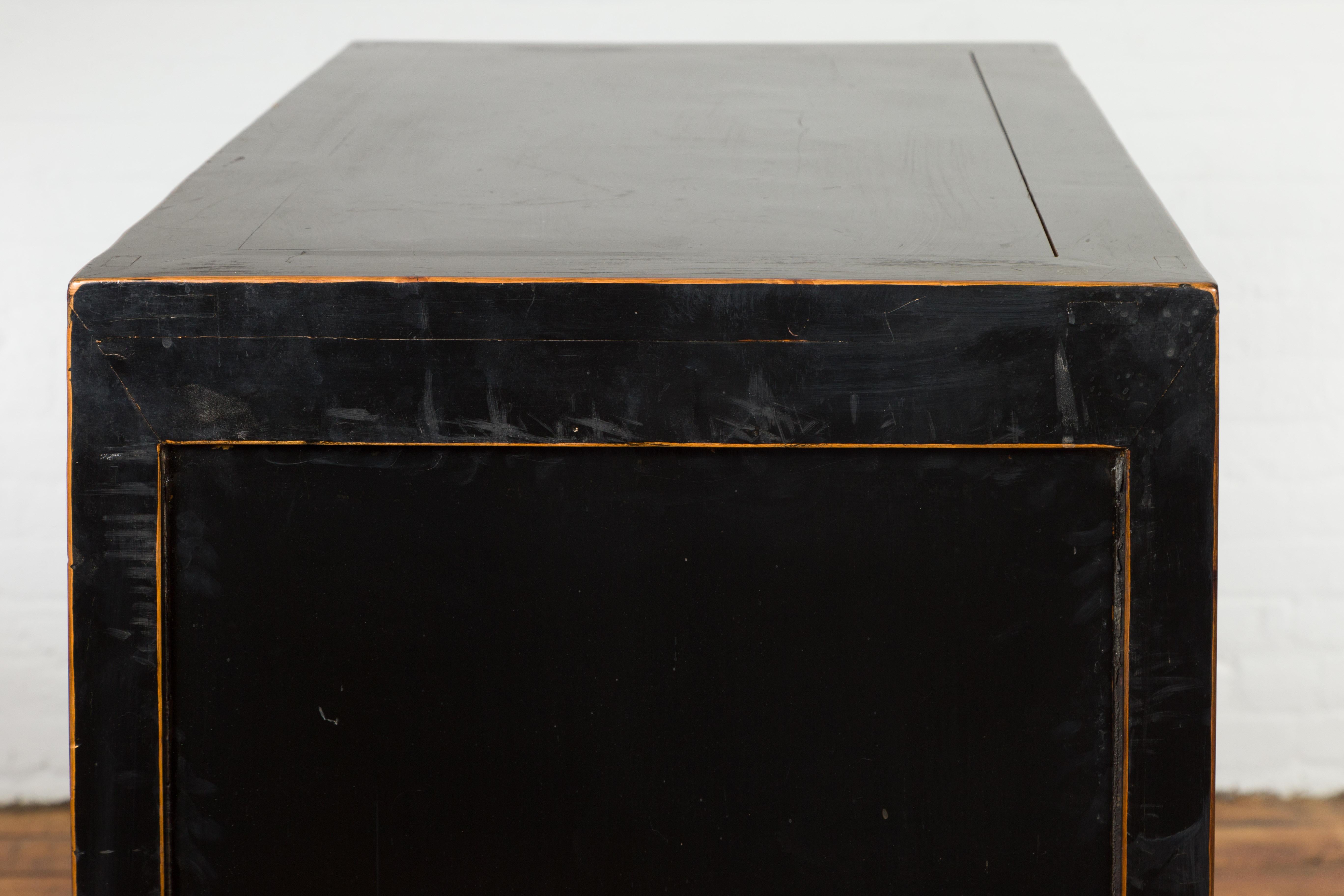 Hebei Qing Dynasty Black & Brown Cabinet with Golden Trim  7