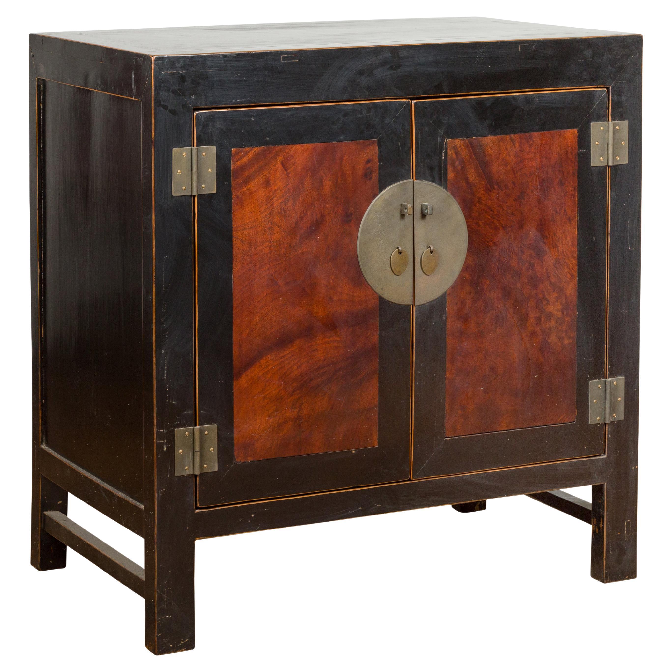 Hebei Qing Dynasty Black & Brown Cabinet with Golden Trim 