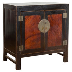 Hebei Qing Dynasty Black & Brown Cabinet with Golden Trim