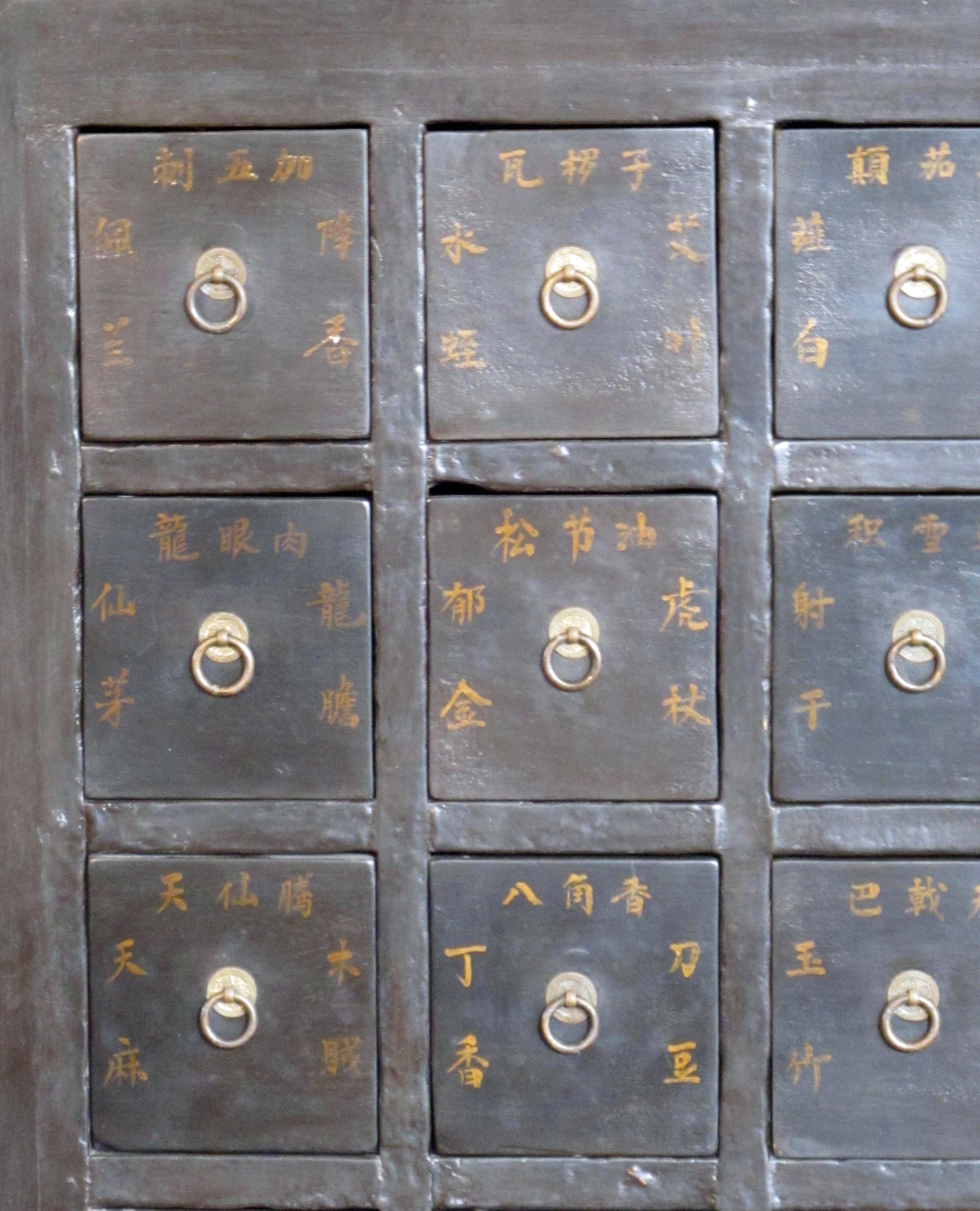 Hand-Painted Chinese Herb Medicine Cabinet For Sale