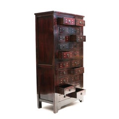 Chinese Burgundy Brown Herbal Apothecary Chest, Late 19th Century