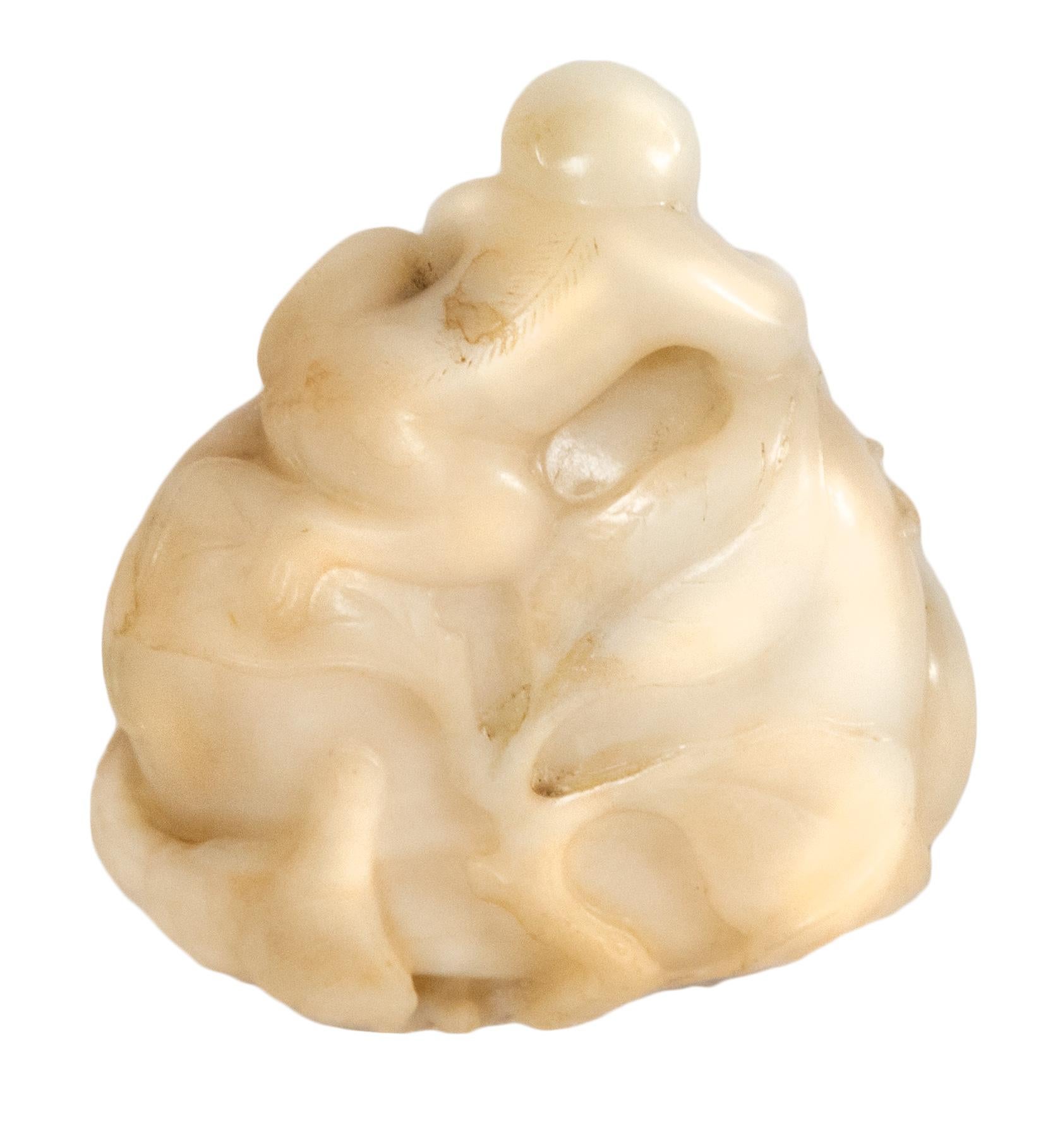 Carved Chinese Hetian Jade Monkey Carving