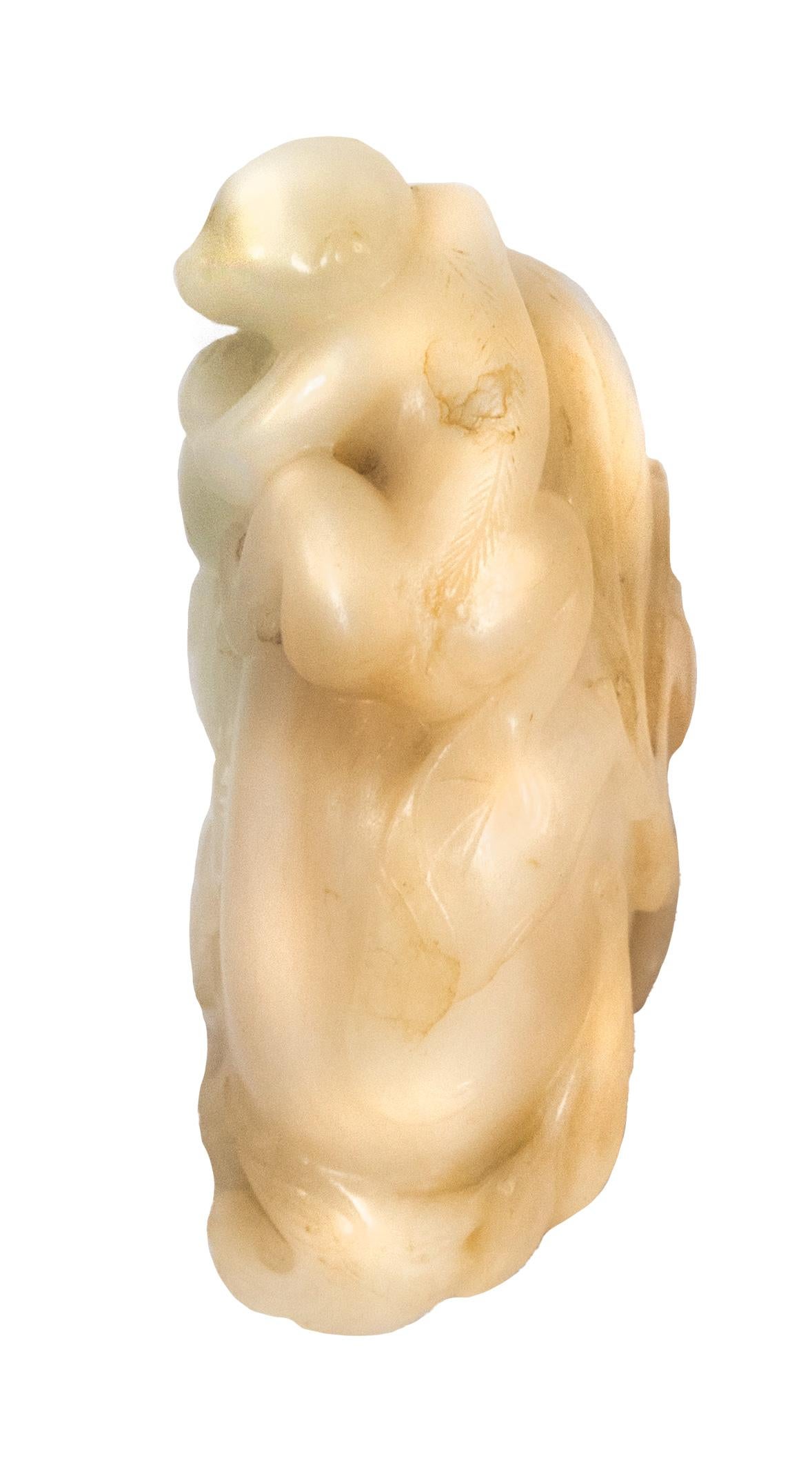 19th Century Chinese Hetian Jade Monkey Carving