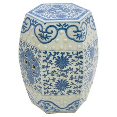 Chinese Hexagonal Blue & White Porcelain Garden Seat c.1880