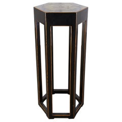 Chinese Hexagonal Lacquered Hardwood Pedestal Table