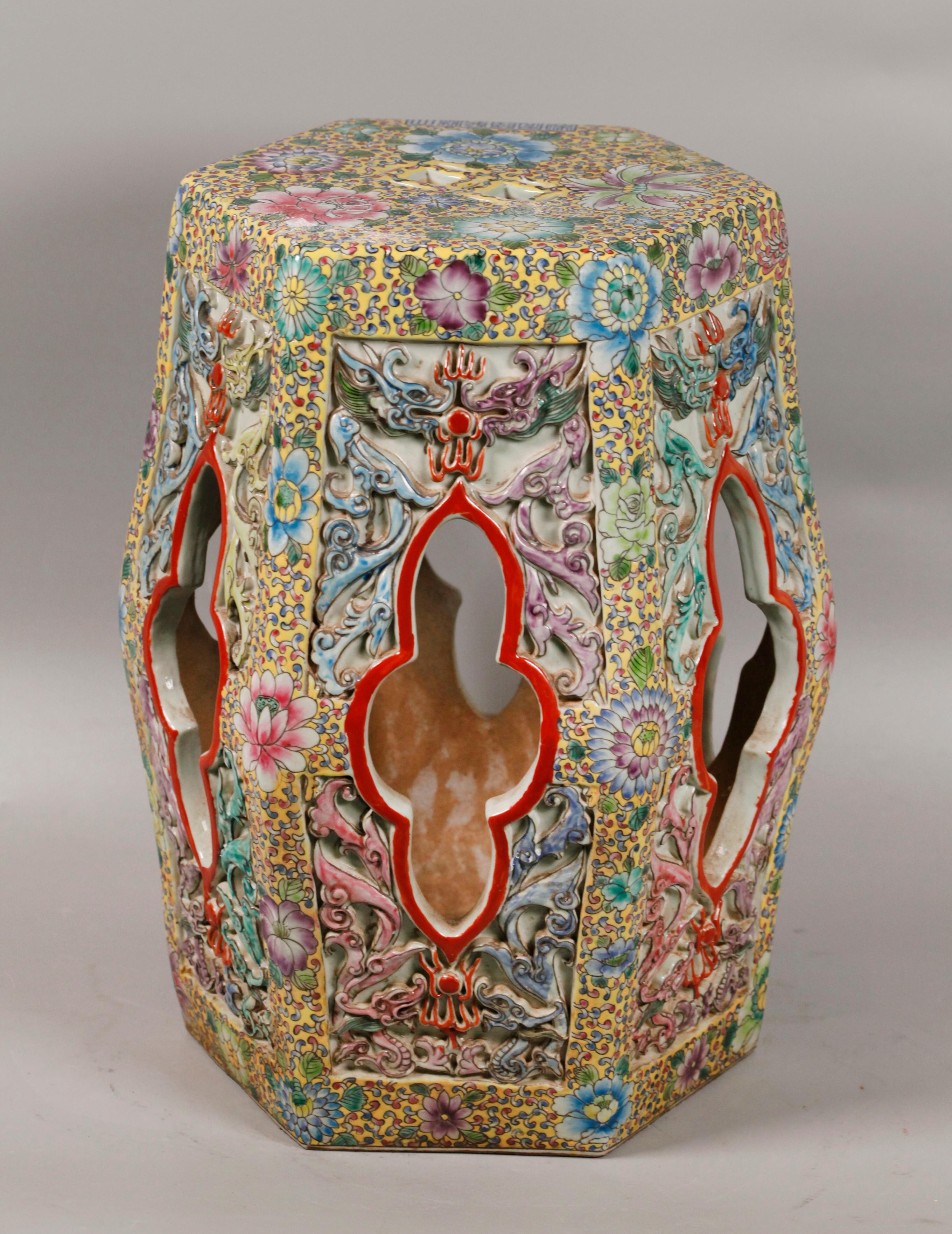20th Century Chinese hexagonal porcelain garden seat For Sale