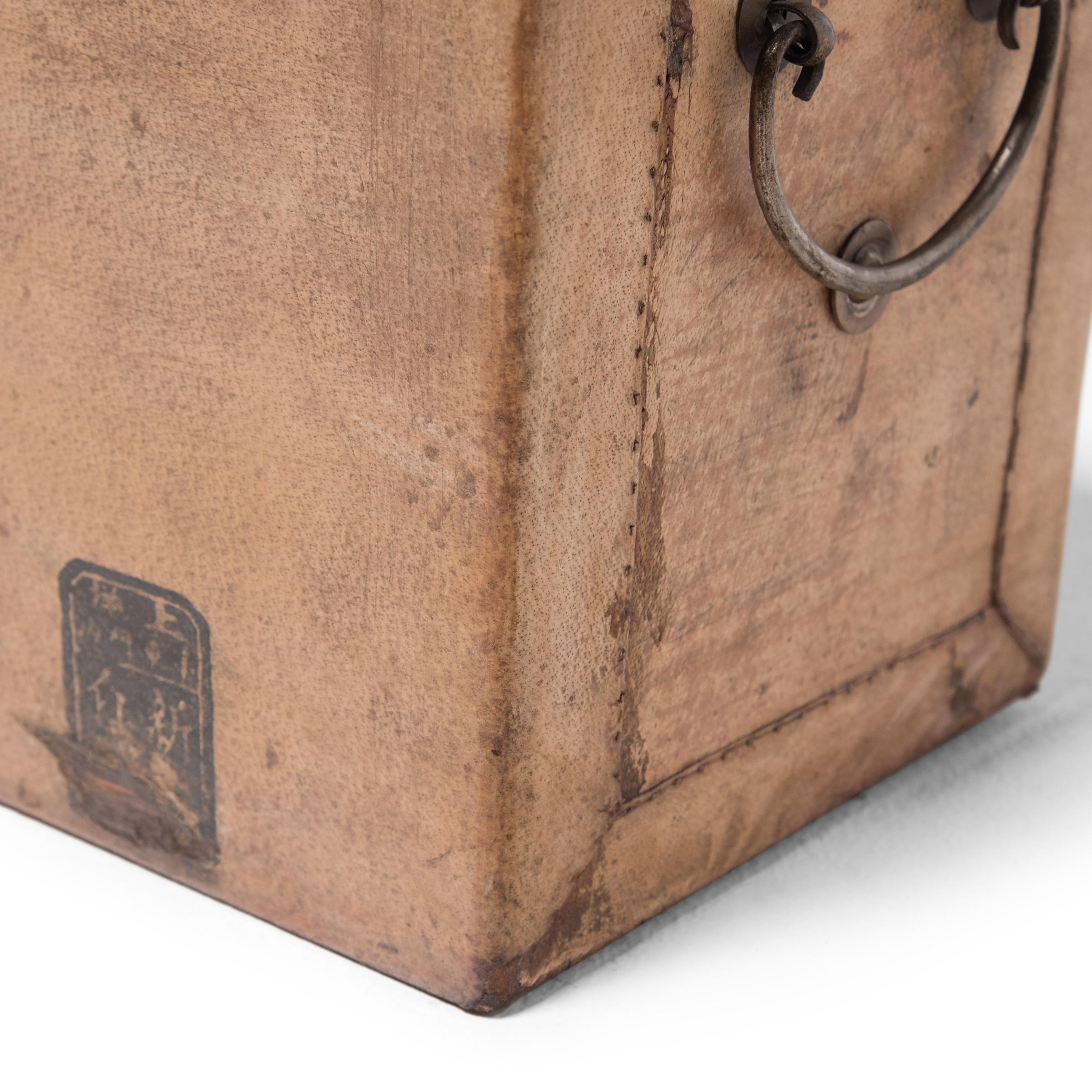 Brass Chinese Hide Document Box, c. 1850
