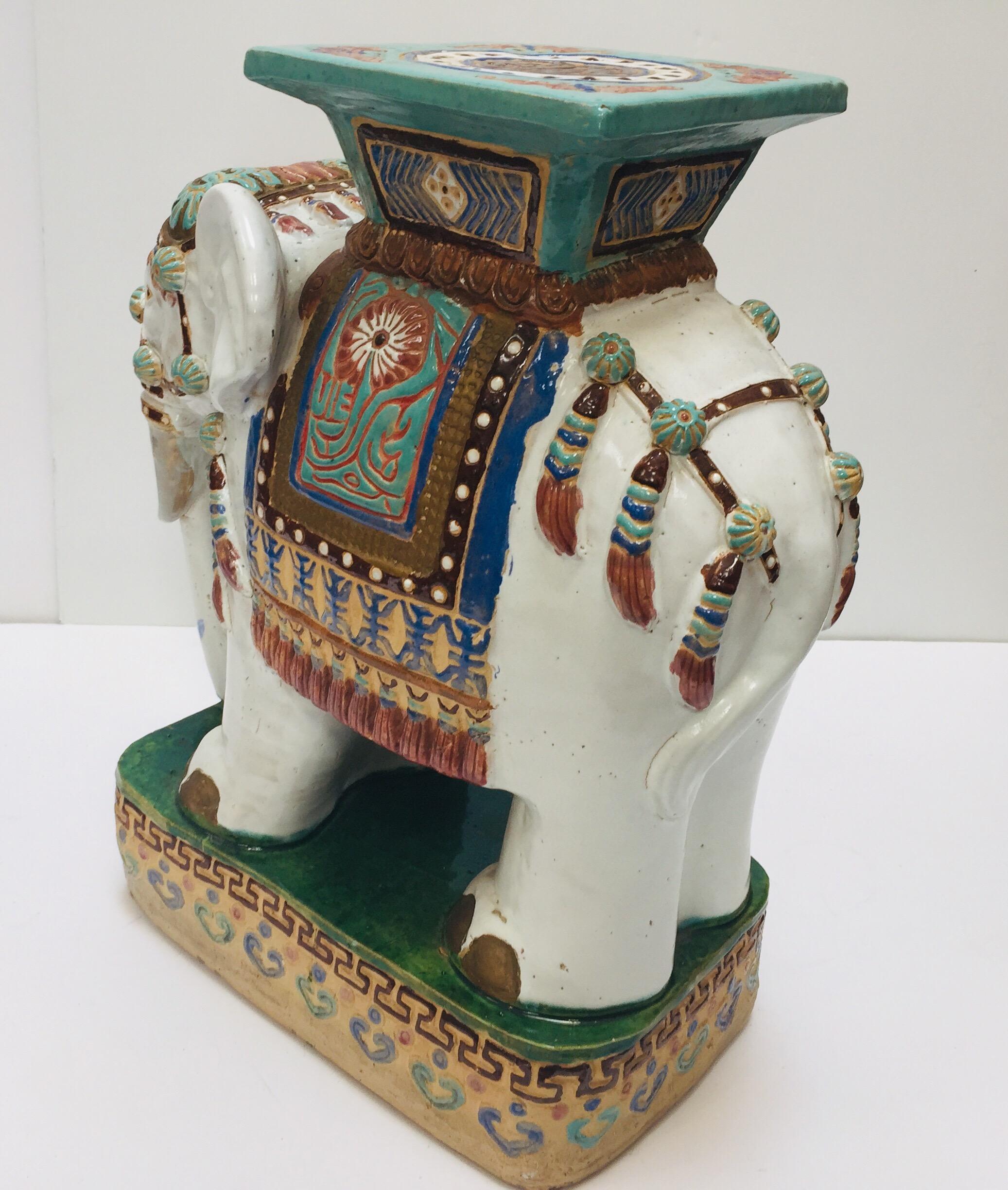 Chinese Hollywood Regency Ceramic Elephant Garden Stool 10