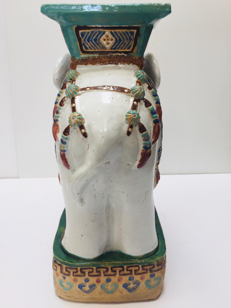 Chinese Hollywood Regency Ceramic Elephant Garden Stool For Sale at 1stdibs