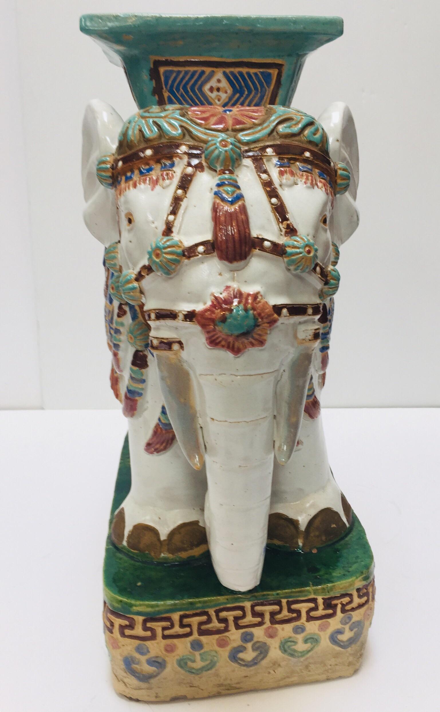Chinese Hollywood Regency Ceramic Elephant Garden Stool 15