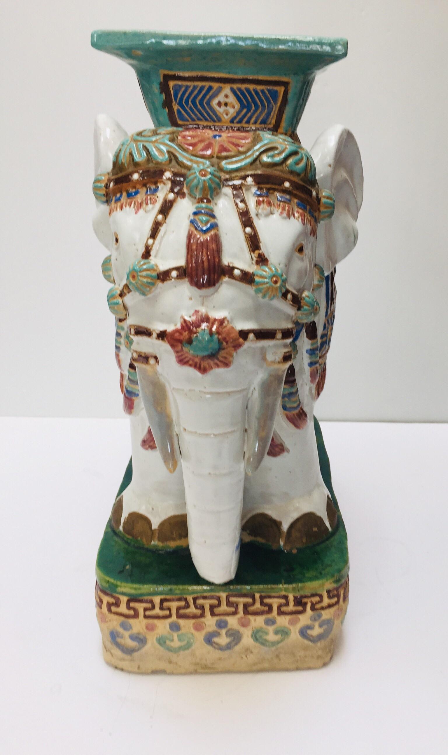 Chinese Hollywood Regency Ceramic Elephant Garden Stool 4